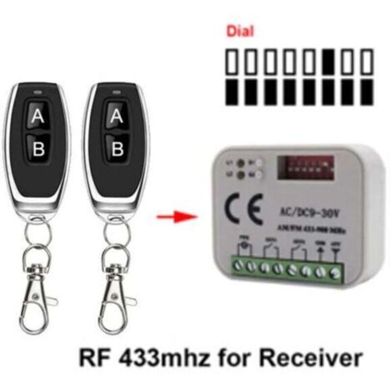 Mehrfrequenzempfänger 9–30 V 10 A 300–900 Mhz Mit Fernendschalter, Fernsteuerschalter Für Vorwärts- Und Rückwärtslauf Des Gleichstrommotors Für Rolltore (2)