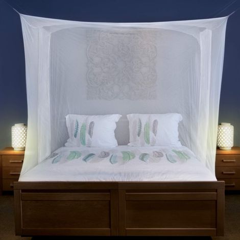 Weißes Moskitonetz Für Doppelbett Mit 2 Seitlichen Öffnungen, Rechteckige, Dekorative Form Für Zuhause Und Reisen