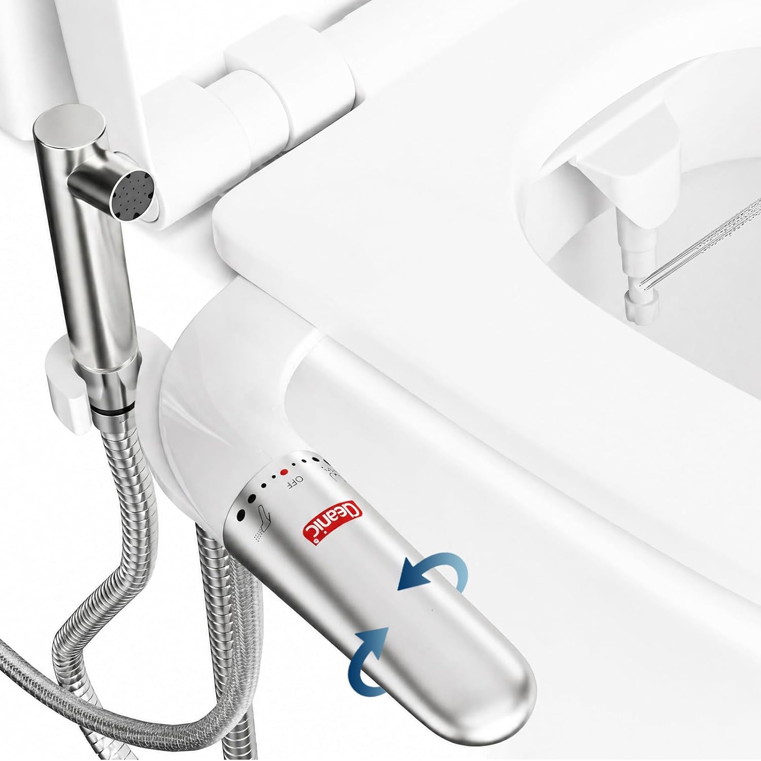 Deanic 2-in-1 Bidet Aufsatz Mit Handbrause, Ultraschlanker Wc-bidet Einsatz, Einstellbarer Wasserdruck Mit Ein/aus-schalter, Kaltwasser, Nicht Elektrisch