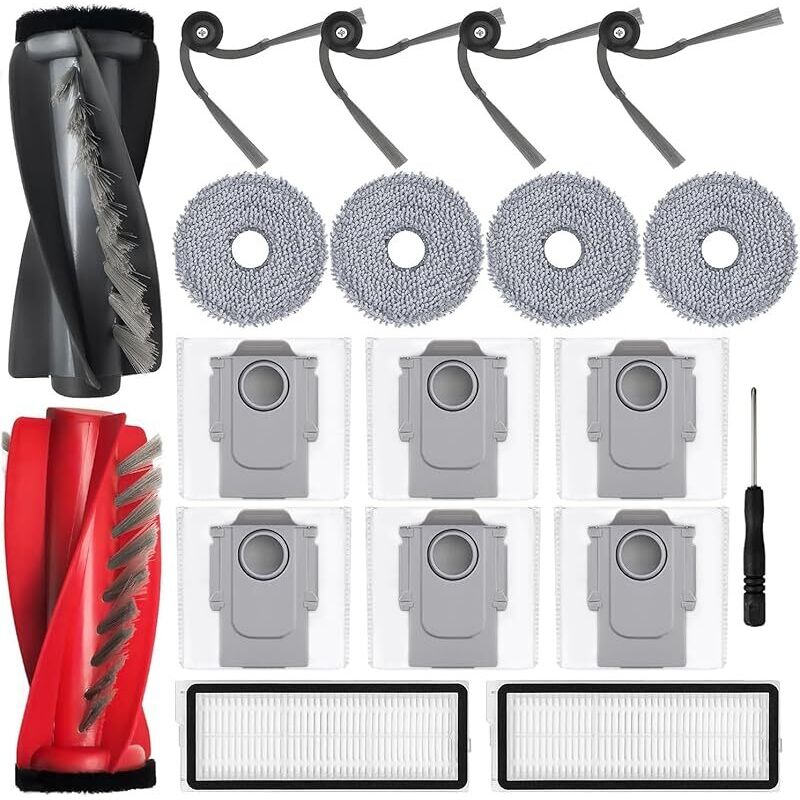 Zubehör Für Roborock Qrevo Curv/qrevo Curv S5x/qrevo Edge/qrevo Edge S5a, Jkoisl: 1 Hauptwalzenbürste, 6 Staubbeutel, 4 Seitenbürsten, 2 Filter, 4 Wischpads