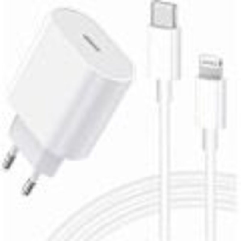 Ein Usb-c-schnellladekit, Das Ihr Iphone Ersetzen Kann – Beinhaltet Einen 20-w-pd-schnellladeadapter Und Ein 2 Meter Langes Usb-c-auf-lightning-kabel, Kompatibel Mit Dem Iphone 14.