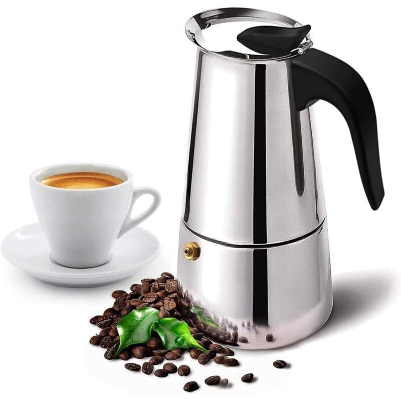 Kaffeemaschine, Espressokanne Aus Edelstahl, Italienische Kaffeemaschine, 6 Tassen/10 Oz, Espressokocher Für Den Herd Zur Zubereitung Von Cappuccino Oder Latte Macchiato