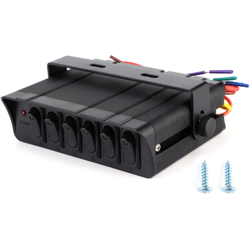 6-fach Wippschalterbox Mit Momenttaster, Vielseitig Einsetzbar Für Autos, Wohnmobile, Yachten, Abs + Metall, 12–24 V