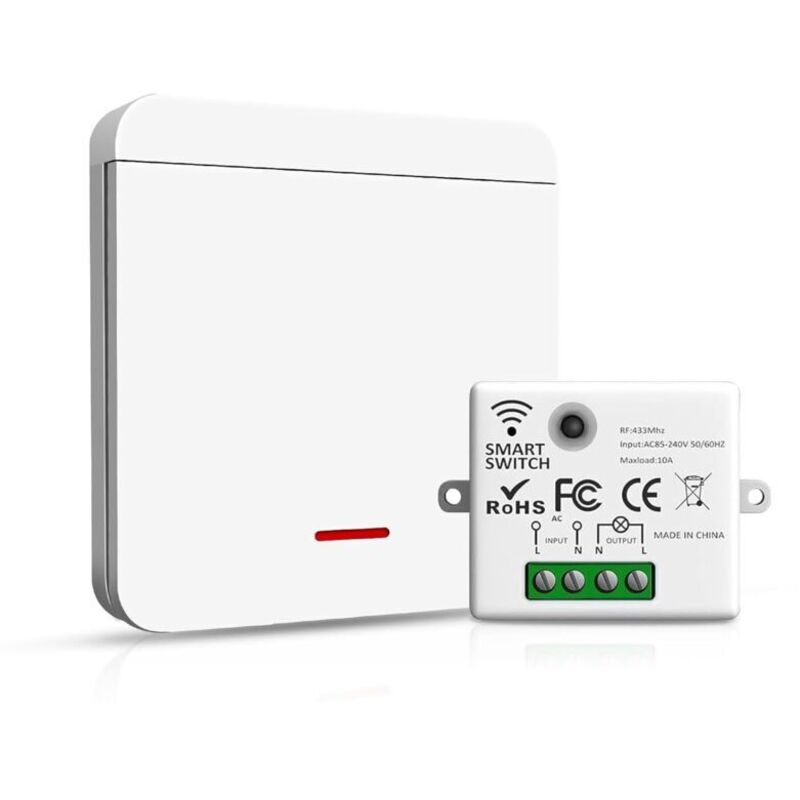433-mhz-funkschalter – 1 Schalter Und 1 10-a-empfänger, Einfache Installation, Batterieloser Funkschalter, Fernbedienung Für Die Hausbeleuchtung