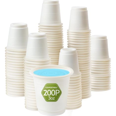 200 Stück Einweg-pappbecher, 90 Ml Kleine Weiße Pappbecher, Kompostierbare Mundspülbecher Für Bad, Mundspülung, Medikamente, Heißes/kaltes Wasser, Saft, Snacks (5,7 Cm X 5,5 Cm)