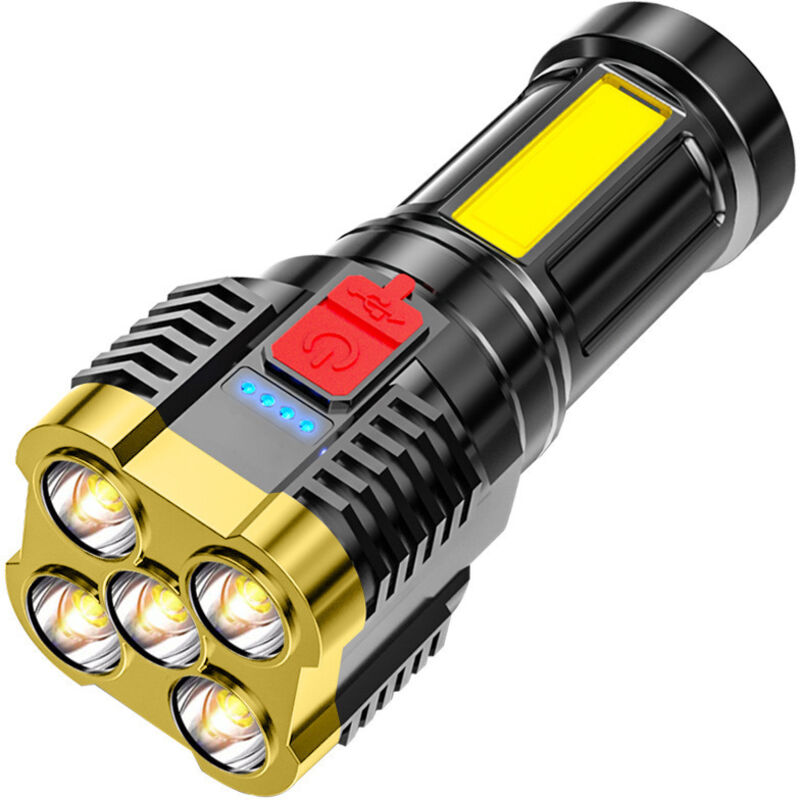 (gold) Super Leistungsstarke Led-taschenlampe, Wiederaufladbare Led-taschenlampe, Wasserdicht, Mit Einstellbarem Zoom Für Camping, Wandern Und Notfälle