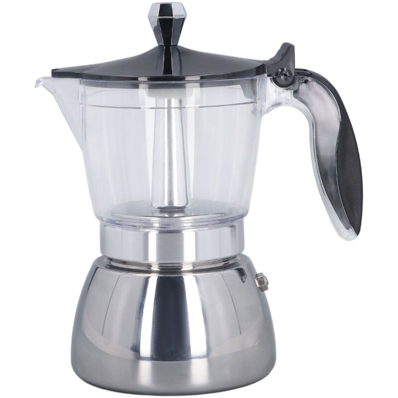 Kaffeebereiter Für Den Herd, 6 Tassen, Mokkakanne, Transparenter Abs-edelstahl, Für Büro Und Zuhause.
