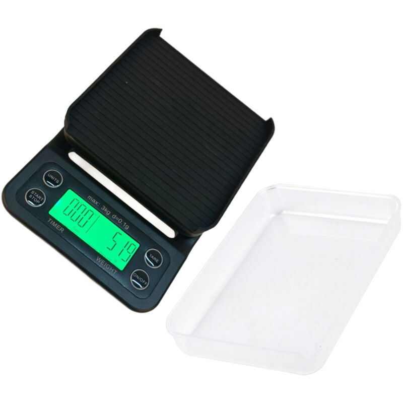 Elektronisches Wiegesystem 3 Kg / 1 G Lcd-digital-küchenwaage Für Lebensmittel, Kaffee Und Andere Getränke Mit Timer (lila-grün)