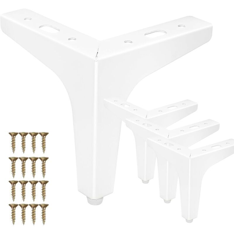 Set Mit 4 Metall-möbelbeinen (15 Cm) – Moderne Weiße Diamant-dreieck-ersatzbeine Für Schränke, Sofas, Tische, Hocker