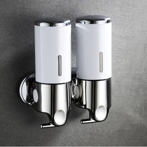Wandmontierter 2-kammer-spender Und Organizer Für Badezimmer - Bietet Platz Für Shampoo, Seife, Spülung Und Duschgel, Geeignet Für Badezimmer, Küche Und Hotel (weiß)