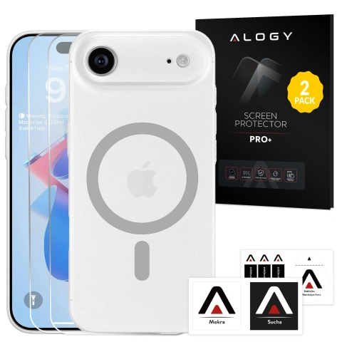 Schutzhülle Für Apple Iphone 17 Air – Matte Hülle Mit Magsafe-funktion, Linsenschutz, Schlank, Kratzfest Und Passgenau – Alogy Skinny Mattecase™ Weiß + Gehärtetes Glas
