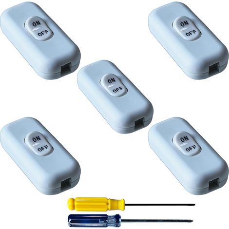 5 Stück Nachttischlampen-ein/aus-wippschalter, Weiß, Ersatz Für Zwischenschalter, Zweistufig, 6 A, 250 V, Für Kleingeräte, Schreibtischlampen