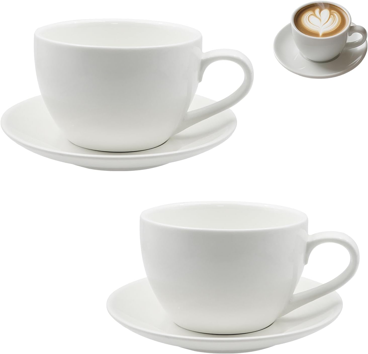 Ensemble De 2 Tasses À Espresso En Porcelaine (200 Ml) Avec Sous-tasses, Adaptées Au Micro-ondes, Pour La Maison Et Le Restaurant.