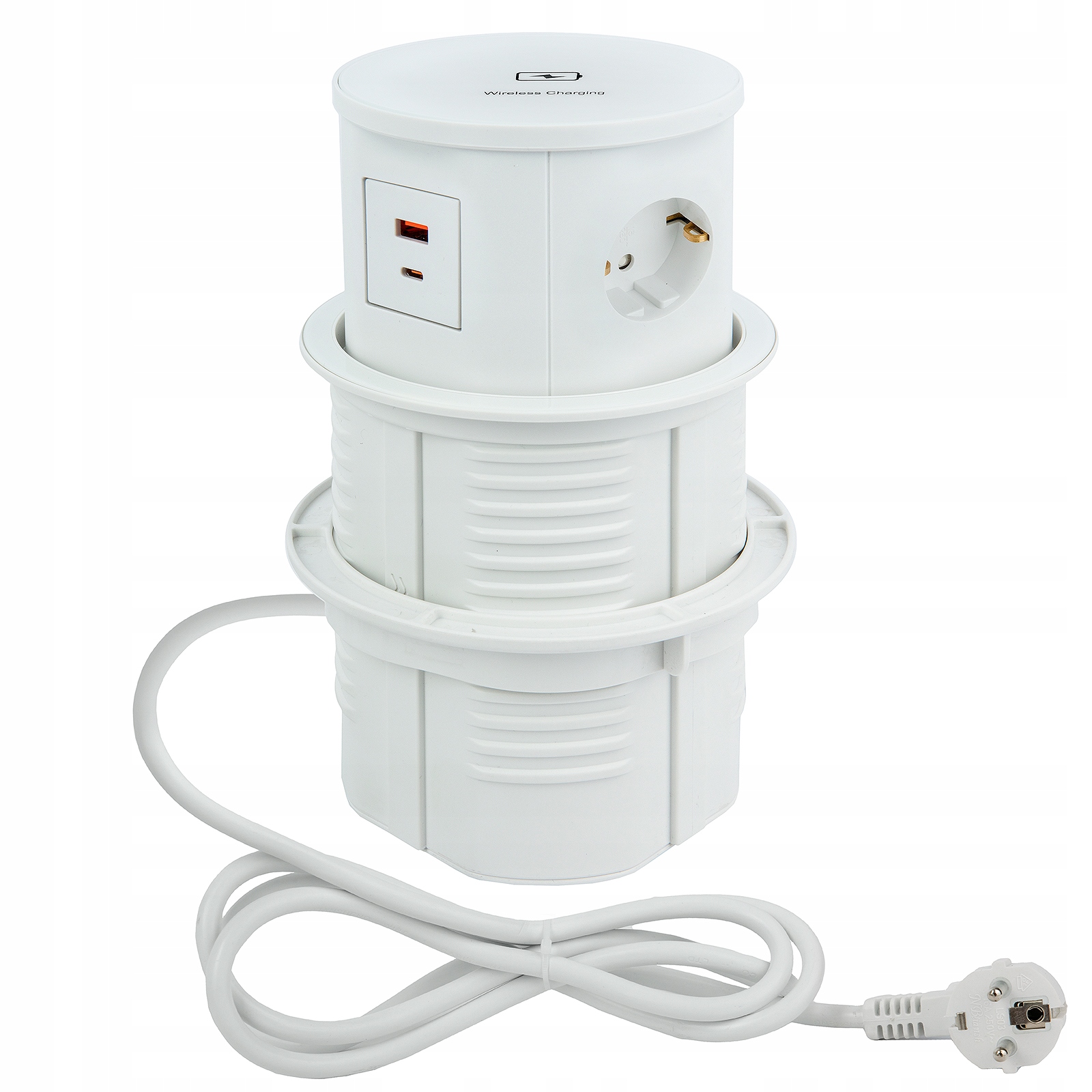 In Der Tischplatte Versteckte Ladebuchse, Weiß, Induktives Ladegerät 15 W, 2x Usb 16 A