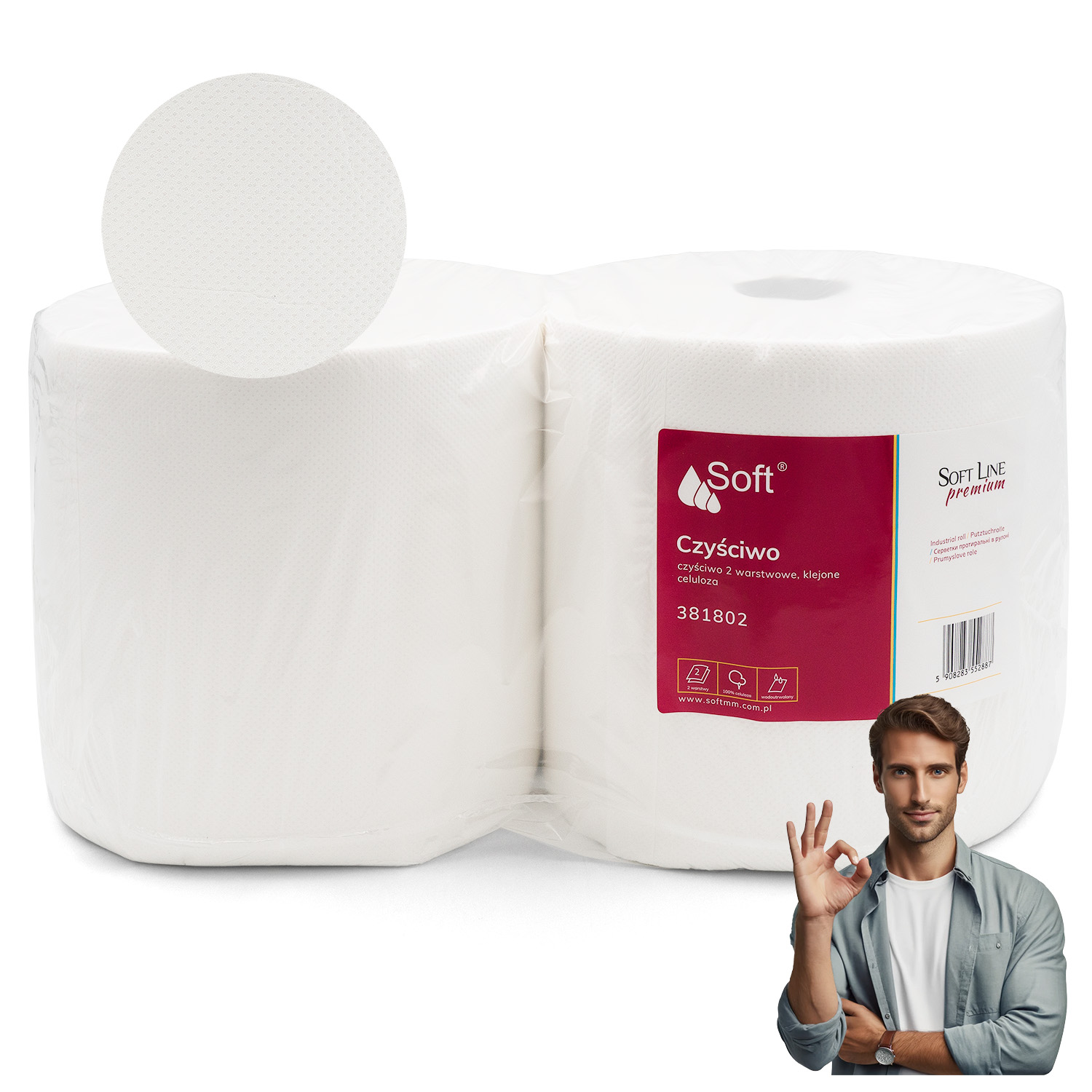 Soft Premium Line 2-lagiges Zellulose-reinigungstuch, 2er-pack.