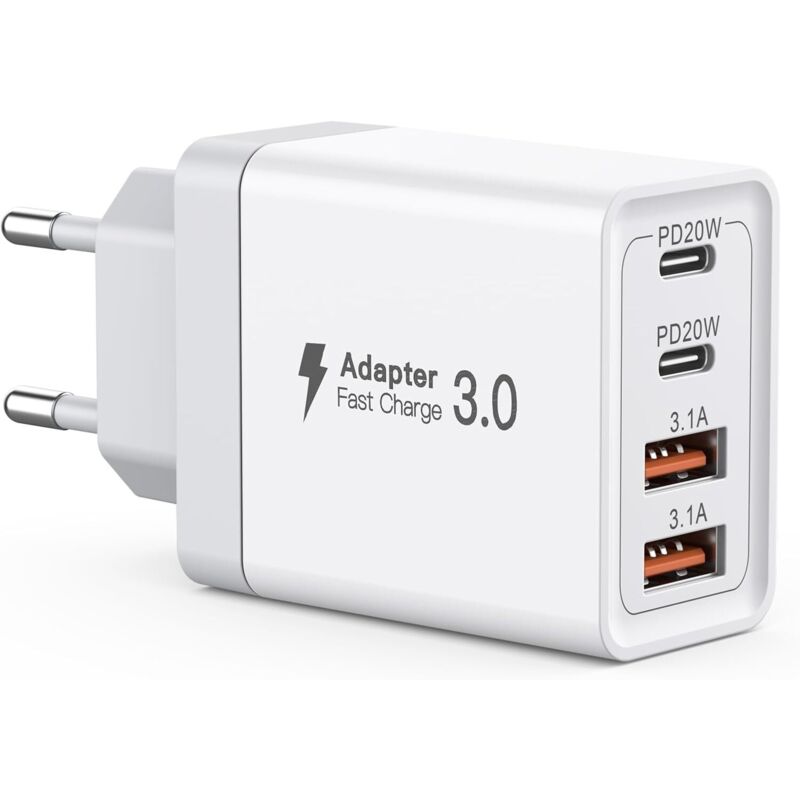 55-w-usb-c-ladegerät, 4-port-ladegerät Mit Pd + Qc, Schnellladefunktion Für Iphone, Samsung, Tablet
