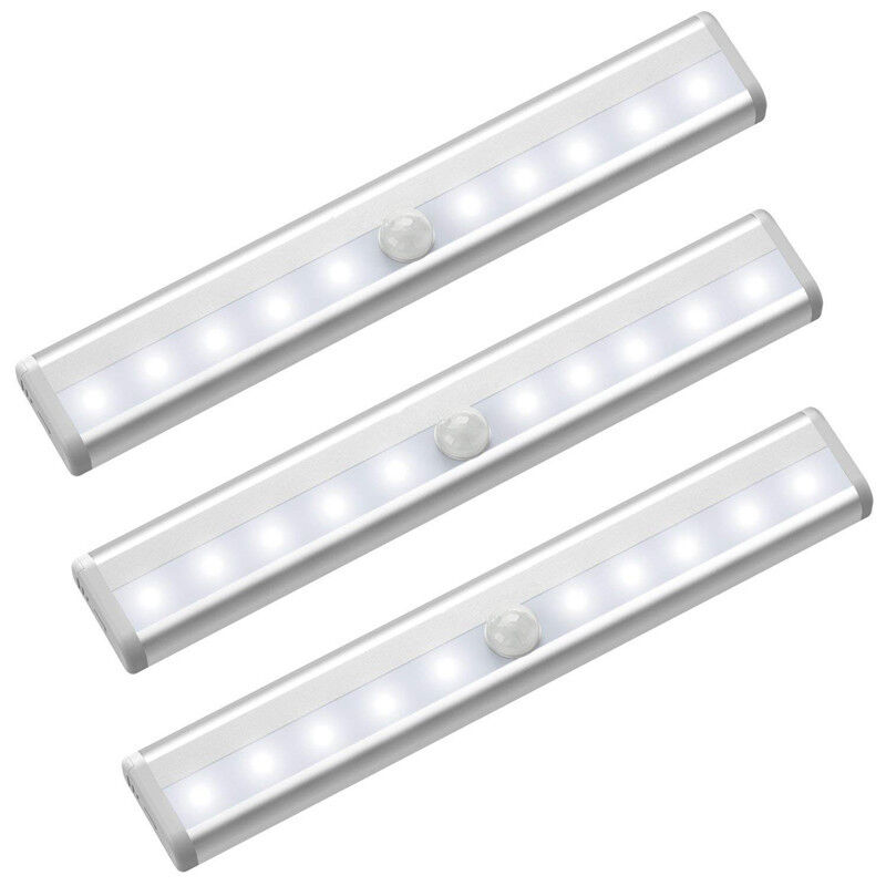 3er-pack Led-schrankleuchten Mit Bewegungssensor, 10 Kabellose Led-spots, Led-beleuchtung Für Kleiderschränke, Batteriebetriebene Led-beleuchtung Mit Magnetstreifen, Nachtlicht Für Kinder, Treppen, Fl