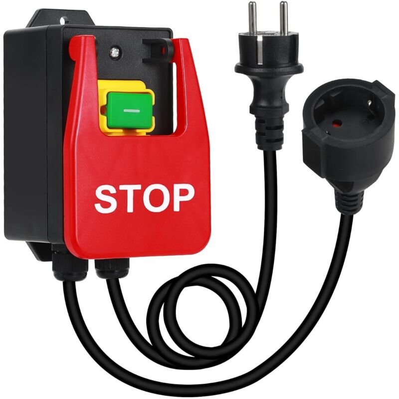 Einphasiger 220-v-drucktaster, Sicherheitsschalter Mit Stecker. Maschinenschalter Zum Schnellen Abschalten Des Frästisches Und Anderer Geräte (stopp).