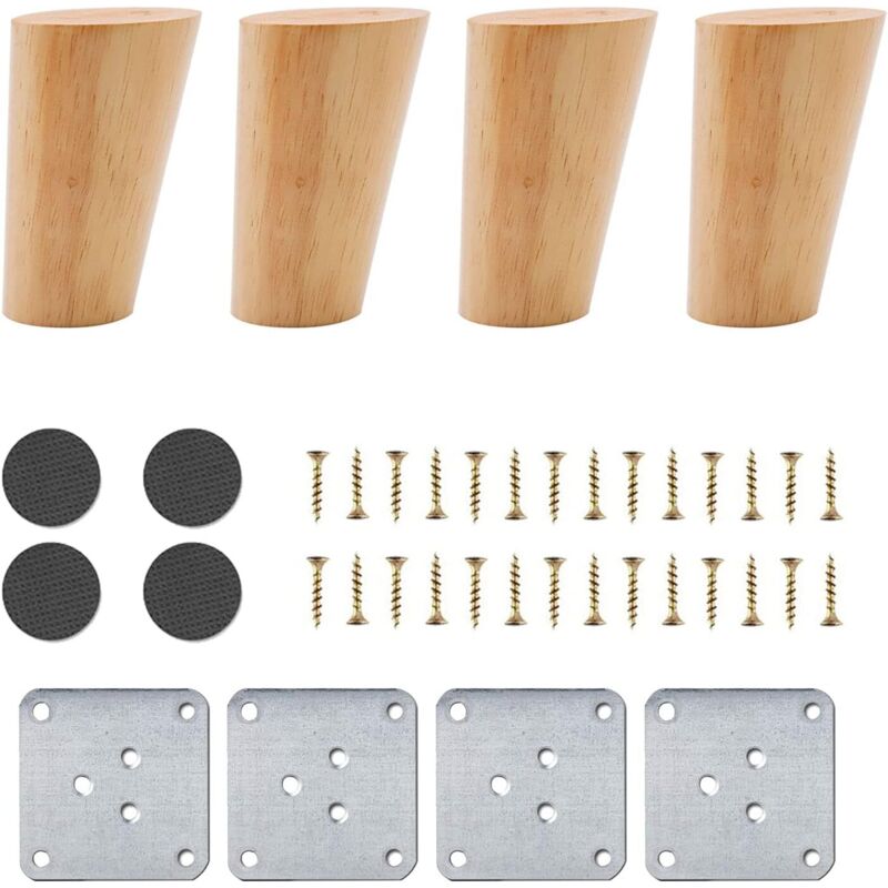 Set Mit 4 Holzmöbelbeinen, 8 Cm Ersatzbeine Für Sofa, Couchtisch, Bett, Kleiderschrank, Bank, Tv-ständer, Garderobe, Mit Zubehör (abgewinkeltes Design)