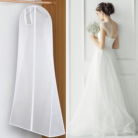 (183 Cm X 60 Cm, Weiß) Schützender Kleidersack Für Brautkleider, Abendkleider, Anzüge, Mäntel Atmungsaktiv Und Staubdicht