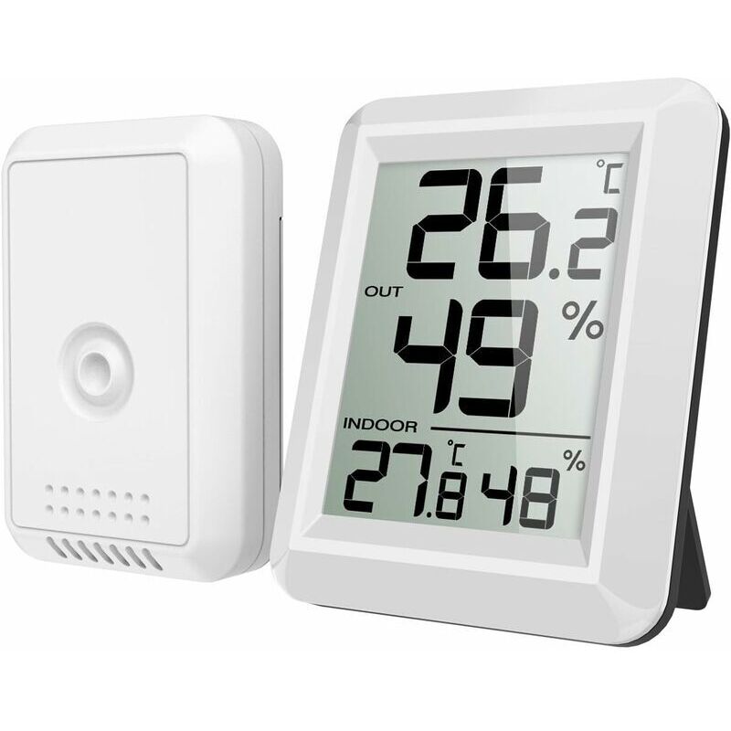 Smartes Thermometer Mit Drahtlosem Außensensor, Großem Lcd-display Und ℃/℉-umschaltung Für Den Schreibtisch