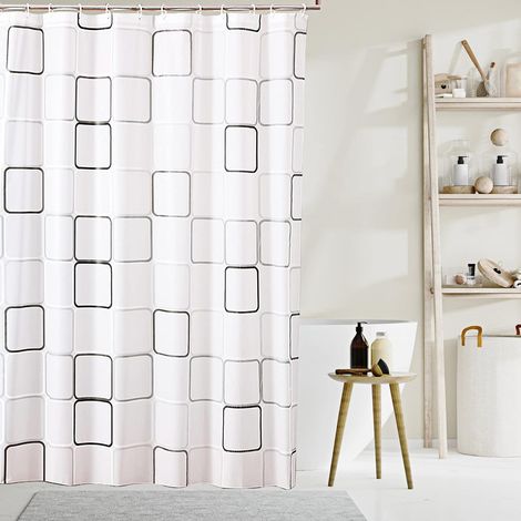 Anti-schimmel-duschvorhang 180 X 200 Cm, Verdickter, Waschbarer Peva-duschvorhang Mit Haken, Wasserdicht, Antibakteriell, Schnelltrocknend, Für Bad Und Badezimmer.