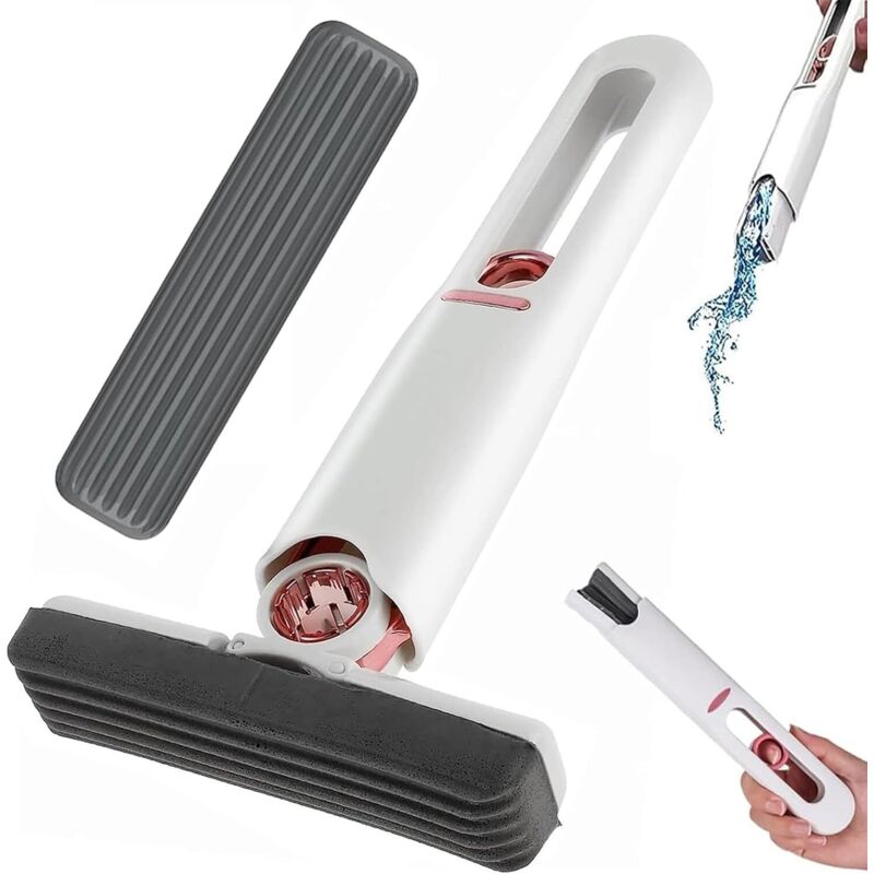 Mini-reinigungsmopp, Tragbarer Mini-mopp, Handwaschbarer Mini-mopp, Tragbarer Mopp Mit Auswringfunktion, Selbstauswringender Mopp Für Glas, Fenster, Büro, Boden