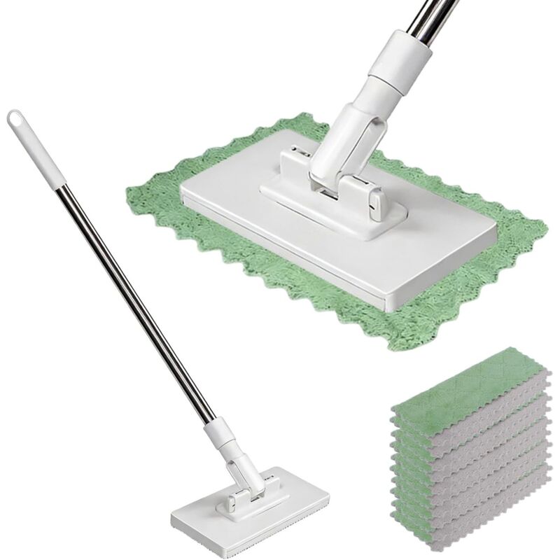 Wischmopp Mit Spannsystem, Druckbetrieben, Automatischem Tuchwechsel Per Knopfdruck Und 10 Wiederverwendbaren Mikrofasertüchern Für Die Bequeme Reinigung Zu Hause.