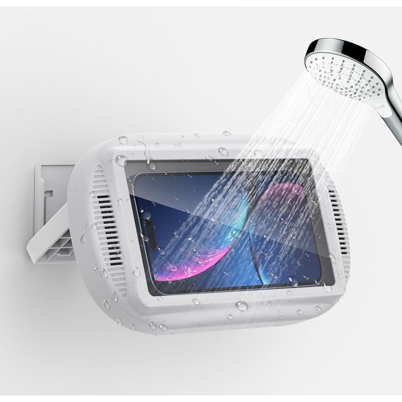Wasserdichte Dusch-handyhalterung Ipx6, [360° Drehbar & 120° Verstellbar] Abnehmbare Handyhülle Fürs Badezimmer Mit Beschlagfreiem, Hochsensiblem Bildschirm Für Smartphones Von 4 Bis 7 Zoll (weiß)