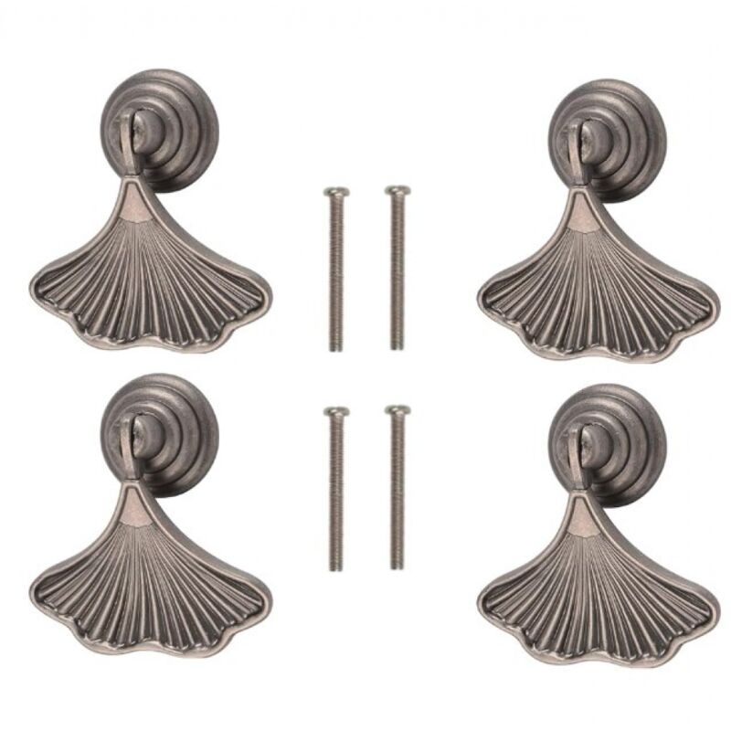 Ginkgo-blatt-griff, 4 Stück, Antik-nickel, Einlochiger Schubladengriff Aus Zinklegierung Für Schränke Und Kleiderschränke