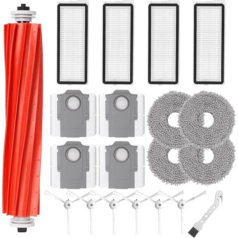 Zubehörset Für Roborock Qrevo S/qrevo Pro/qrevo Maxv/qrevo Plus Roboter-ersatzteile: 1 Hauptwalzenbürste, 4 Hepa-filter, 4 Wischmopps, 6 Seitenbürsten