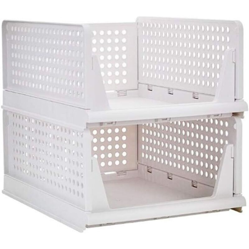 2er-pack Stapelbare Kleideraufbewahrungskörbe Mit Schiebefach Für Kleiderschrank, Schubladen, Diy-trennwand, Bürobehälter Für Kleiderschrank, Küche, Badezimmer, Büro