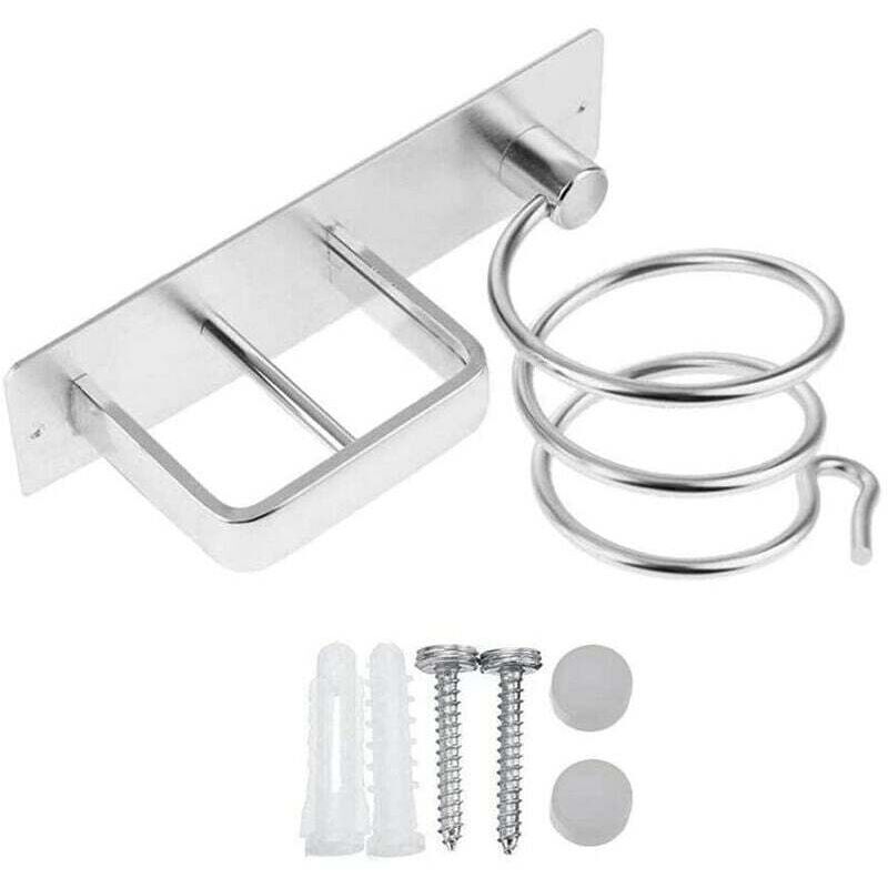 1 Stück Silberner Haartrocknerhalter, Wandhalterung Aus Aluminium Mit Kabelorganisator Zur Aufbewahrung Von Haartrocknern, Glätteisen, Haarbürsten Und Mehr