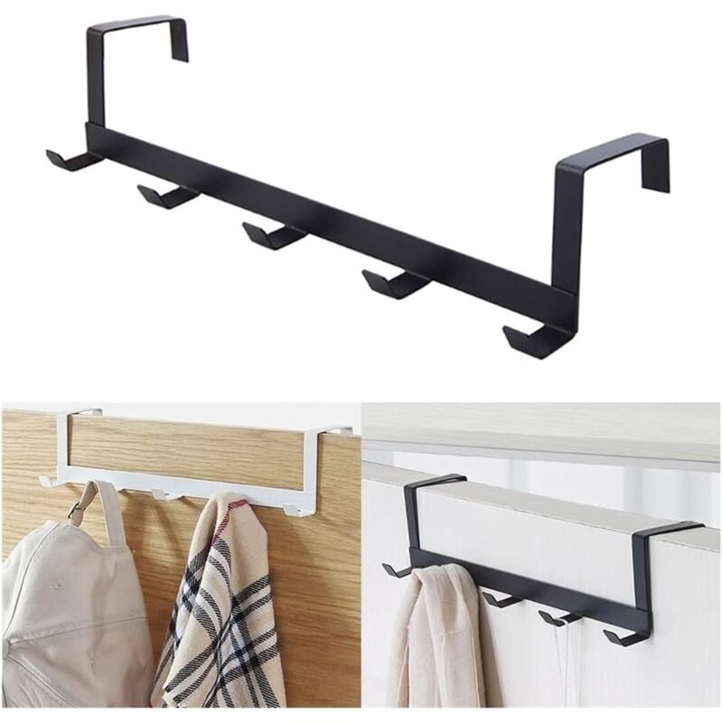 Tür-garderobenhaken 5 Haken, Aufbewahrungsregal Für Badezimmer, Kleider-, Mützen- Und Handtuchhalter, Für Mäntel, Hosen, Mützen, Kleidung Und Handtücher (farbe: B)