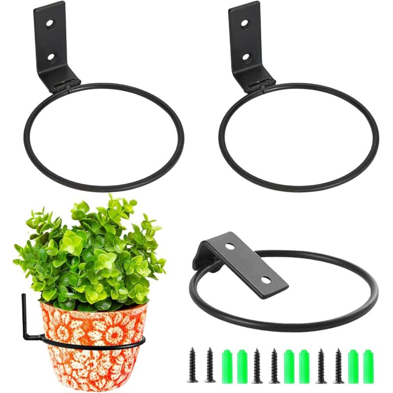 Set Mit 3 Wand-hänge-pflanztopfhaltern Für Den Außenbereich, Metallring-wandhalterung, Hänge-pflanzenständer Für Drinnen Und Draußen