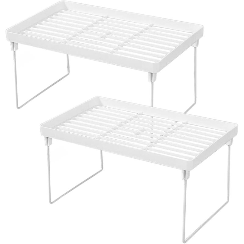 Set Mit 2 Küchenregalen (31,5 X 20 X 16 Cm), Schreibtischregalen, Kleinen Freistehenden Regalen, Ausziehbaren Und Stapelbaren Aufbewahrungsregalen Für Zuhause Und Büro