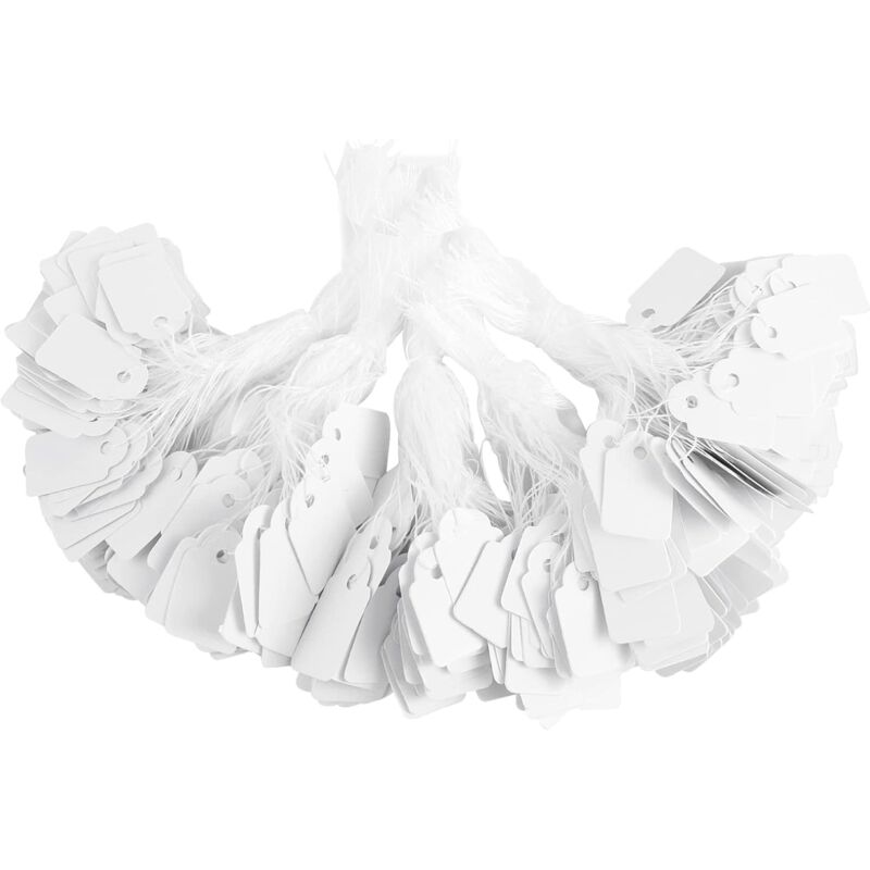 500 Stück Papier-preisschilder (weiß, 1,5 X 2,5 Cm), Leere, Gravierbare Preisschilder Mit Umhängeband, Geeignet Für Hochzeitsgeschenkverpackungen, Kleidung Und Schmuck