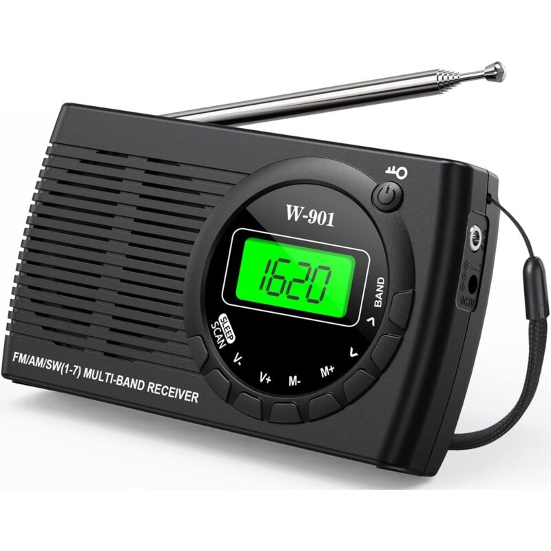 Tragbares Fm/am/sw-mini-transistorradio Mit Exzellentem Empfang, Kopfhöreranschluss Und Großem Display, Ideal Für Reisen
