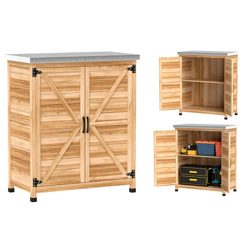 Gartenschrank Mit Regal 79x43x92 Cm Mit Arbeitsplatte Okmyhome