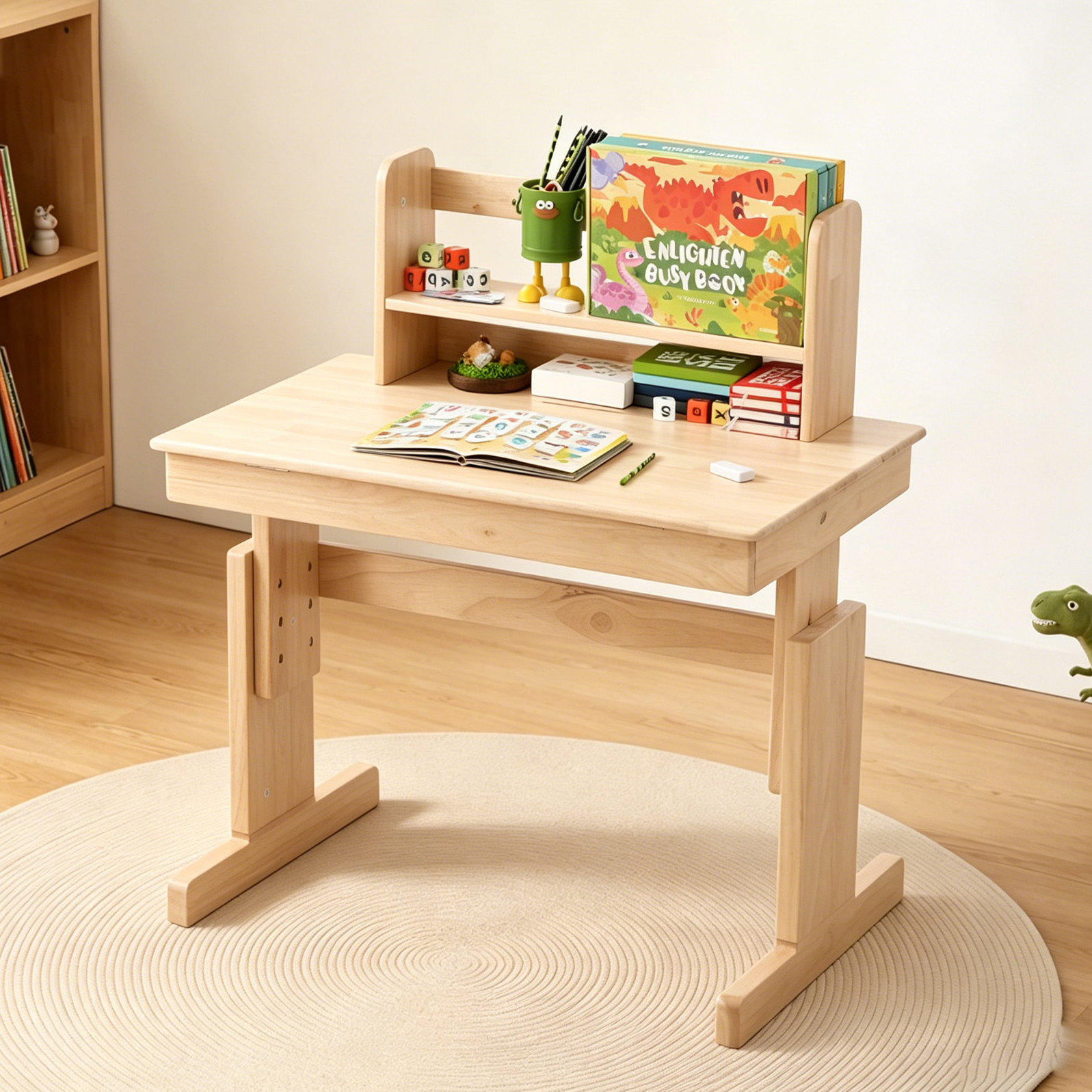 Kinderschreibtisch Höhenverstellbar Aus Holz Mit Klappplatte Okmyhome