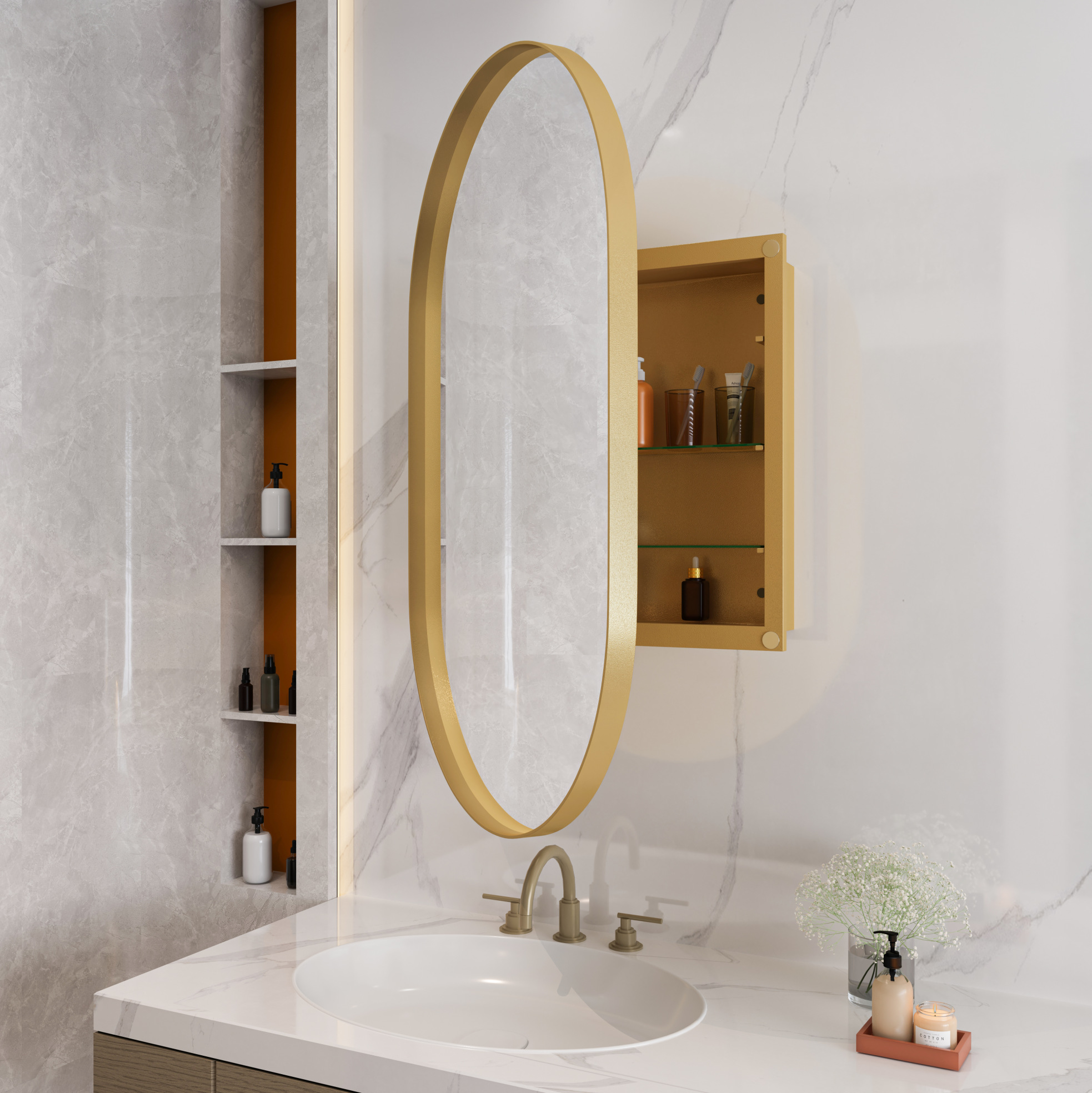 Schrank Aufbewahrung Wand Gold Oval Okmyhome