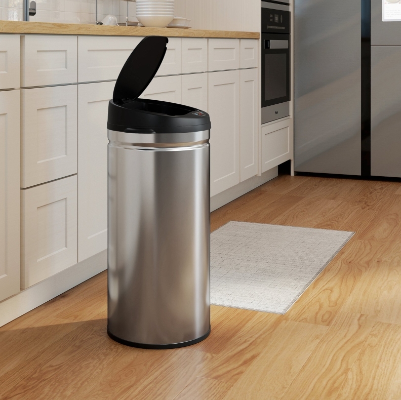 Sensor-mülleimer 42 L Soft-close Edelstahl Silber Okmyhome