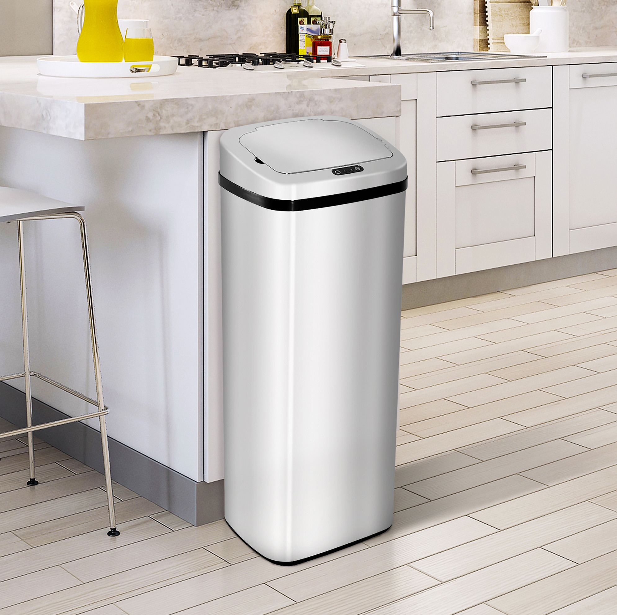 Mülleimer Mit Sensor 67l Aus Edelstahl In Silber Okmyhome