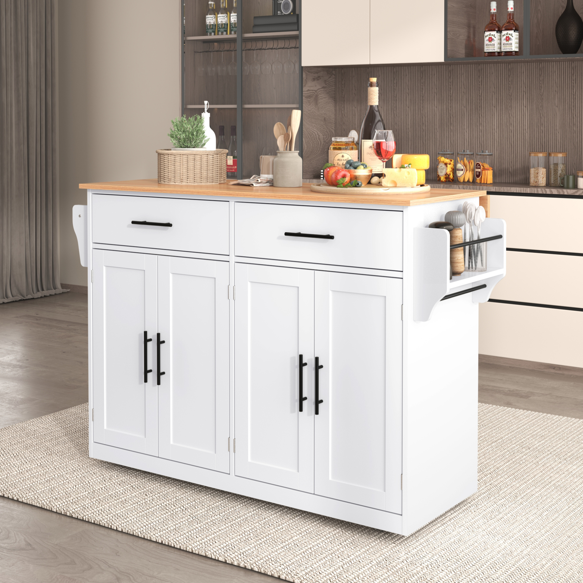 Sideboard Mit Klappplatte Für Küche 120x46/70x91,5 Cm Mdf Okmyhome