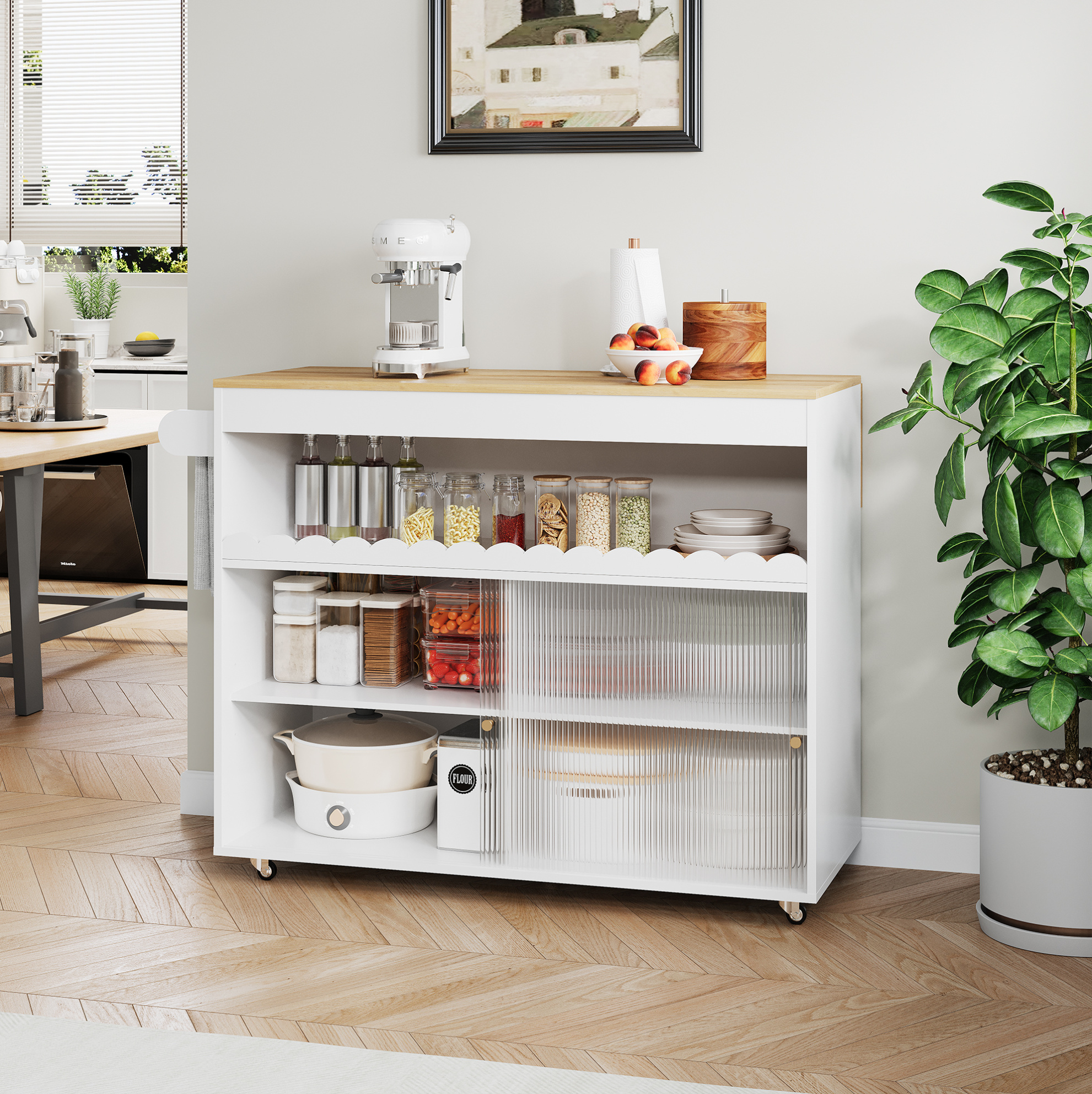 Sideboard Mit Klappbarer Arbeitsplatte 122 Cm Mdf Okmyhome