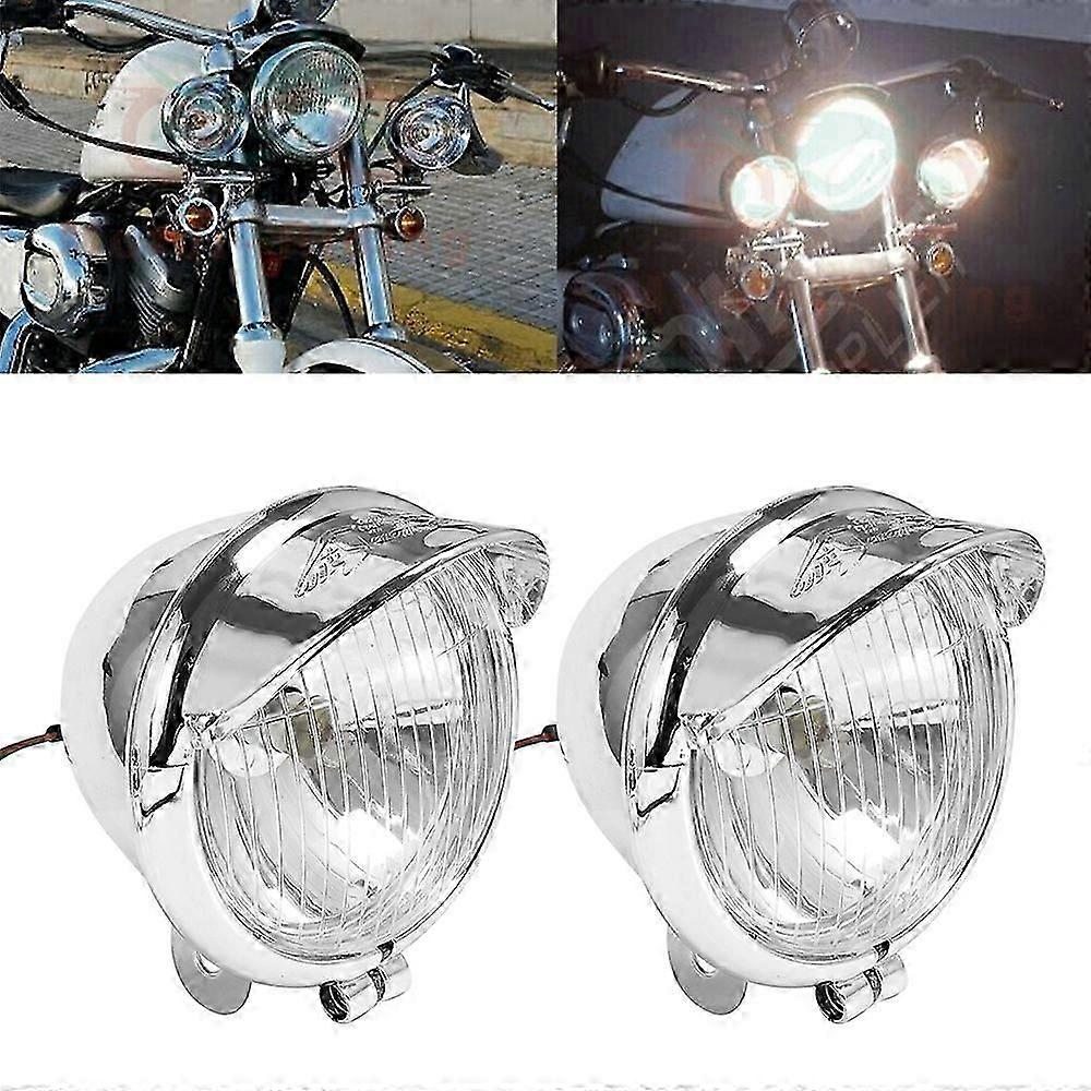 1 Paar Verchromte Universal-motorrad-nebelscheinwerfer, 12 V Dc, Für Harley Touring Sportster Xl 883 1200 72 48 Dyna Softail（）