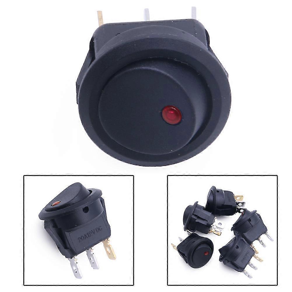 5 Stück Voiture 12 V Rocker Round Dot Boat Red Led Light Basculer On/off Nouveau (（)