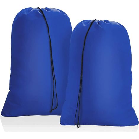Set Mit 2 Großen Wäschesäcken (50x60 Cm), Faltbar, Leicht, Für Reisen, Spielzeug, Studentenwohnheim (blau).