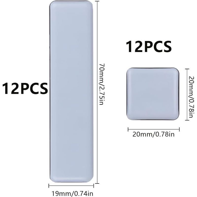 24 Graue Ptfe-klebepads Für Möbel, Bodenschutz (19x70mm, 20x20mm).