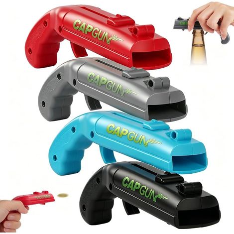 Pistolenförmiger Flaschenöffner, 4er-set, Flaschenöffner Mit Abschussmechanismus Für Bier, Bar, Party Und Als Geschenk.